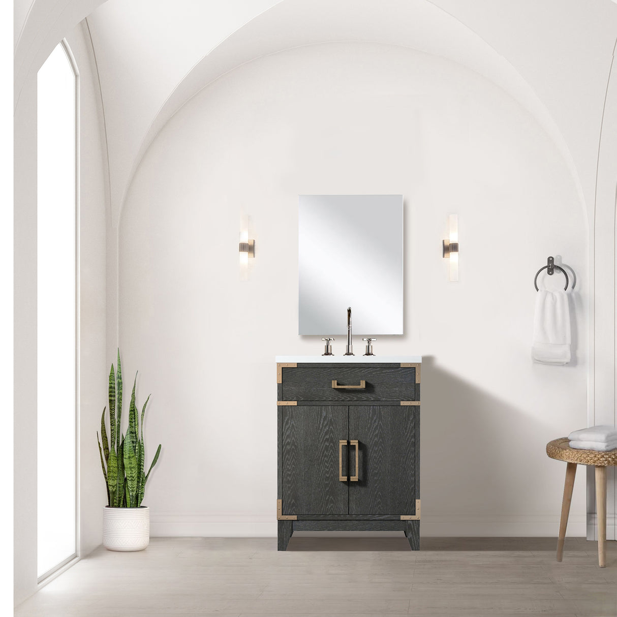 Laurel 24 in W x 18 in D Black Oak Single Bath Vanity