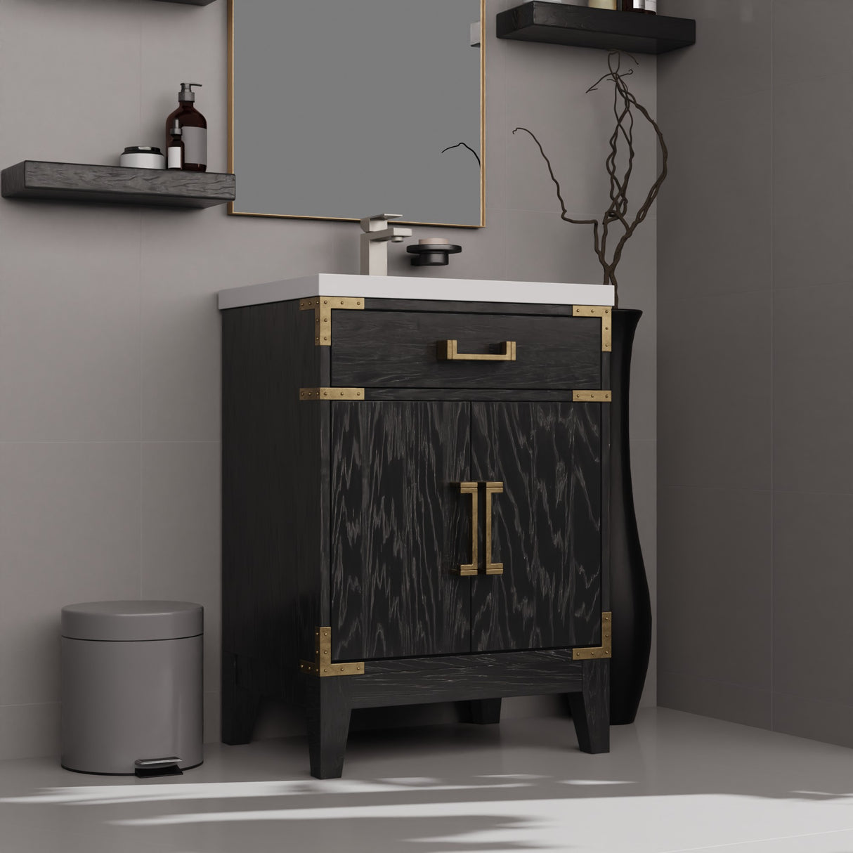 Laurel 24 in W x 18 in D Black Oak Single Bath Vanity