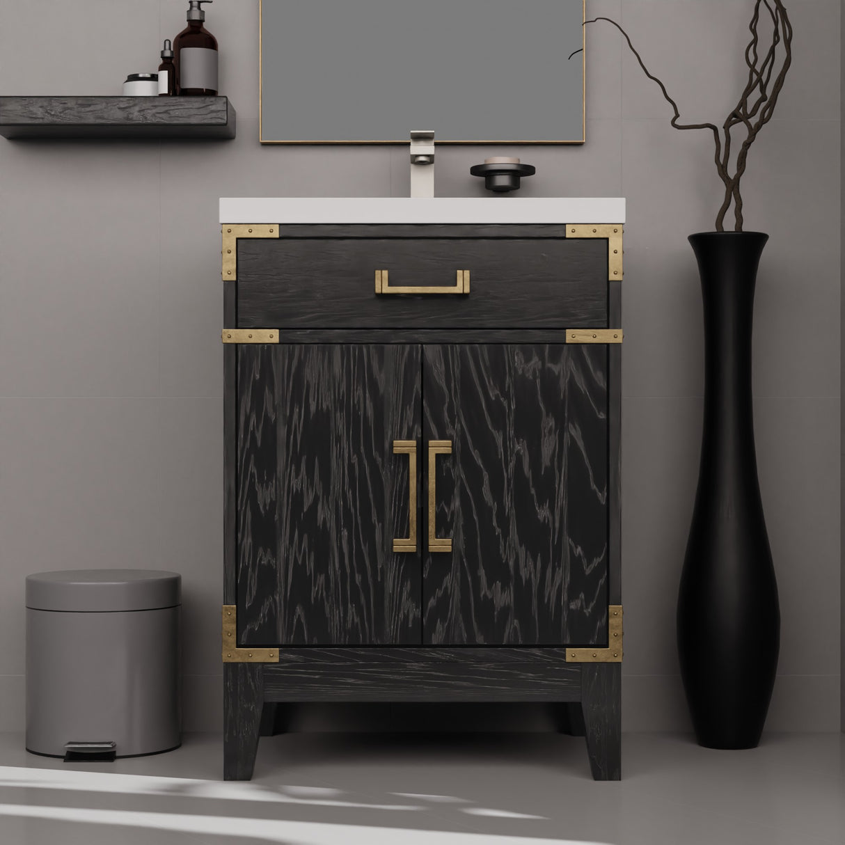 Laurel 24 in W x 18 in D Black Oak Single Bath Vanity