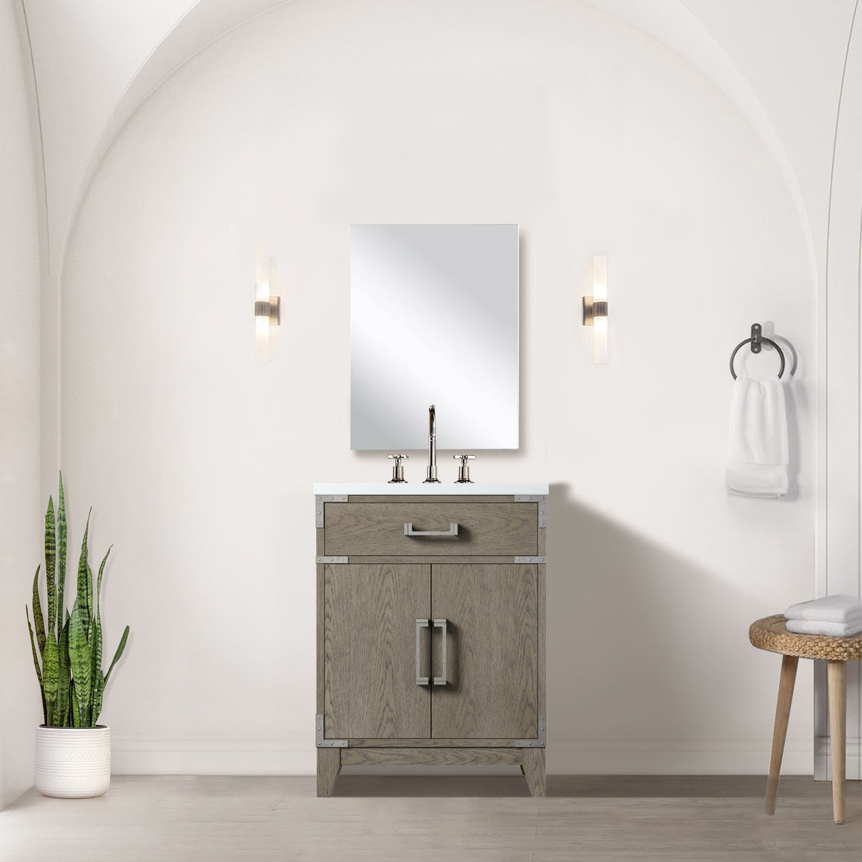 Laurel 24 in W x 18 in D Grey Oak Single Bath Vanity
