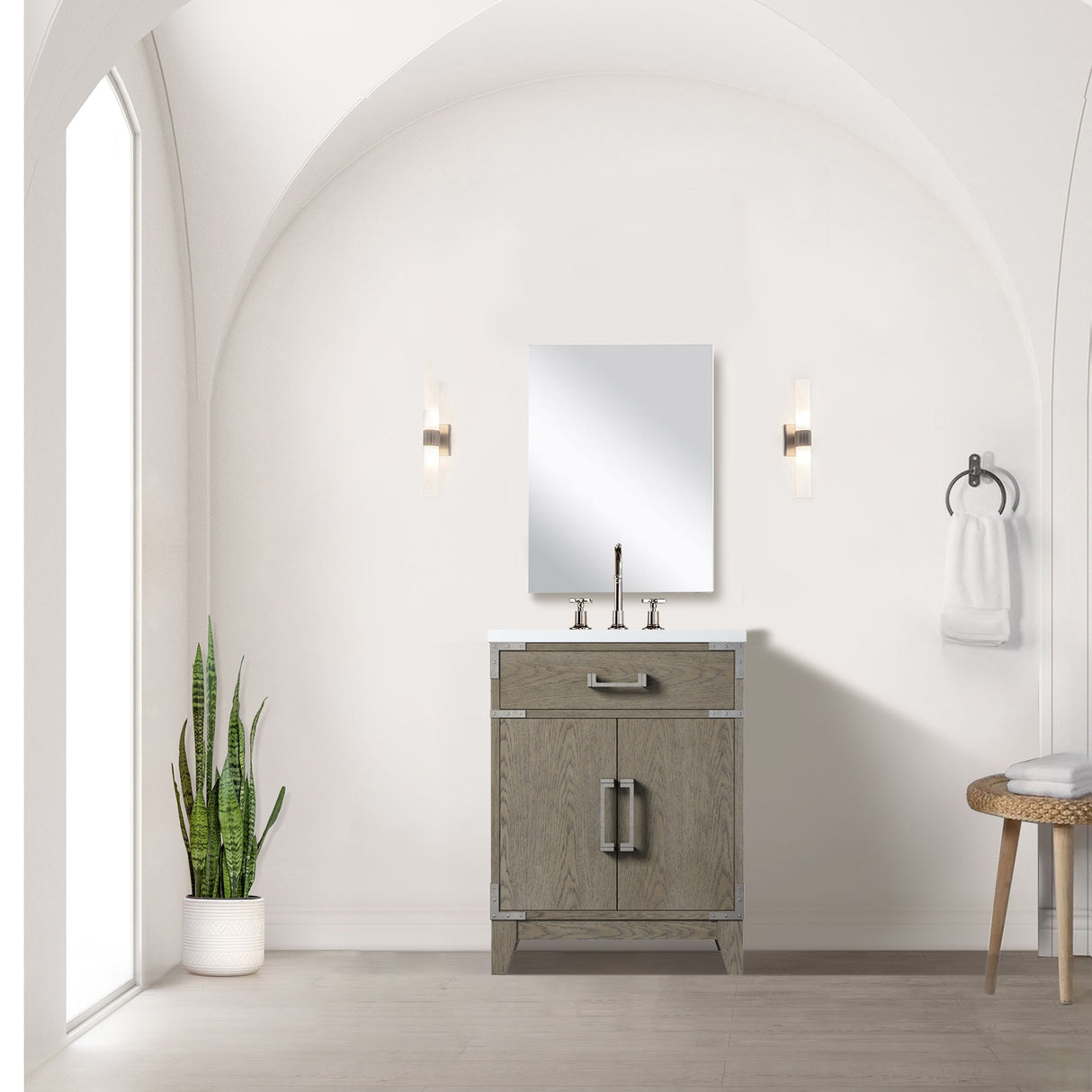 Laurel 24 in W x 18 in D Grey Oak Single Bath Vanity