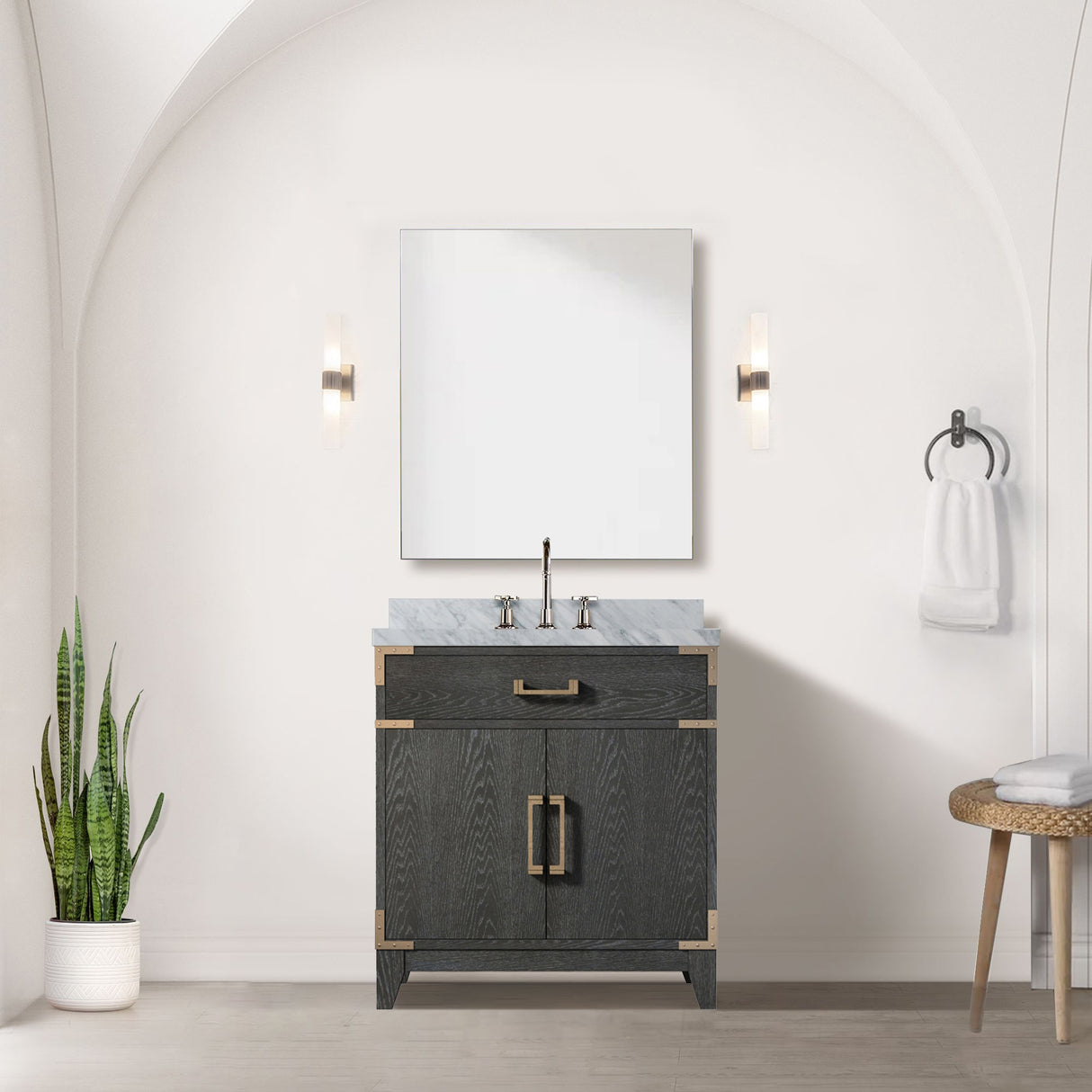 Laurel 30 in W x 22 in D Black Oak Single Bath Vanity