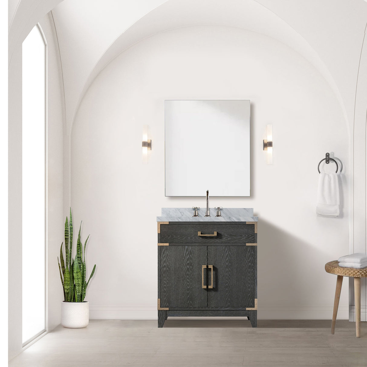 Laurel 30 in W x 22 in D Black Oak Single Bath Vanity