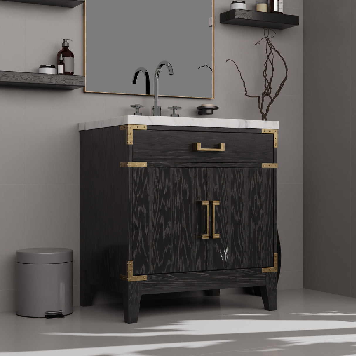 Laurel 30 in W x 22 in D Black Oak Single Bath Vanity
