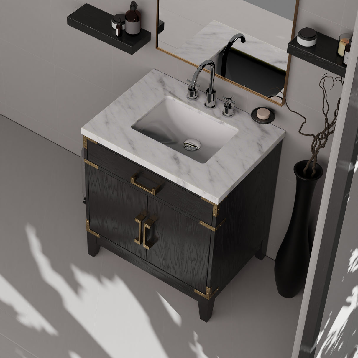 Laurel 30 in W x 22 in D Black Oak Single Bath Vanity