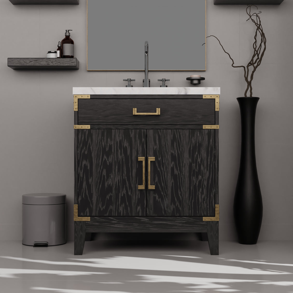 Laurel 30 in W x 22 in D Black Oak Single Bath Vanity