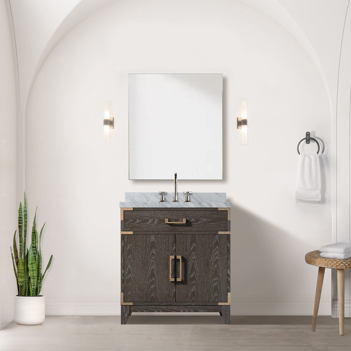 Laurel 30 in W x 22 in D Brown Oak Single Bath Vanity