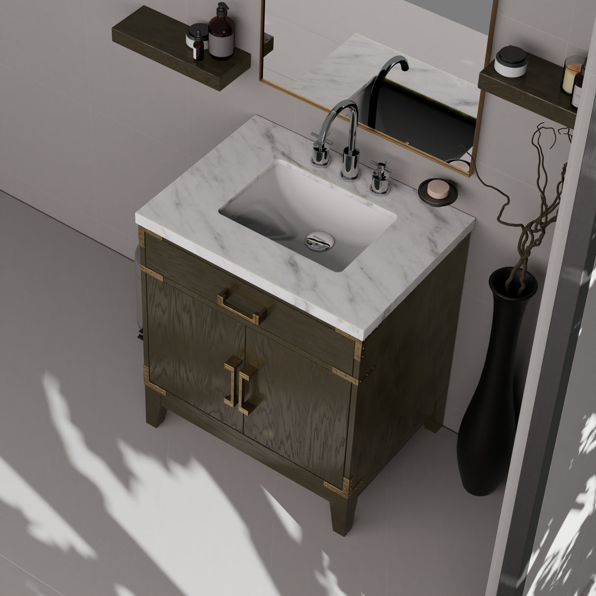 Laurel 30 in W x 22 in D Brown Oak Single Bath Vanity