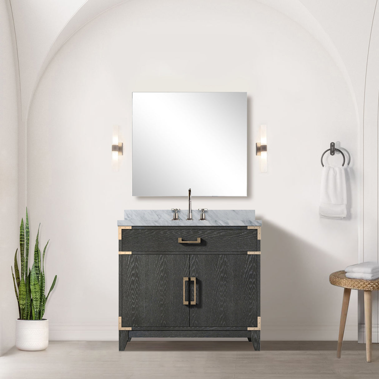 Laurel 36 in W x 22 in D Black Oak Single Bath Vanity