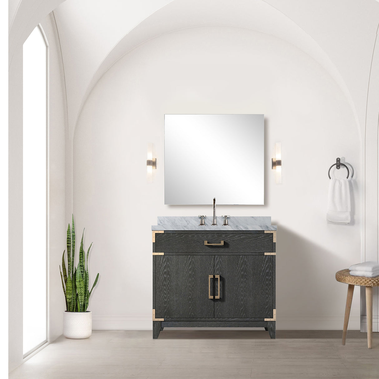 Laurel 36 in W x 22 in D Black Oak Single Bath Vanity