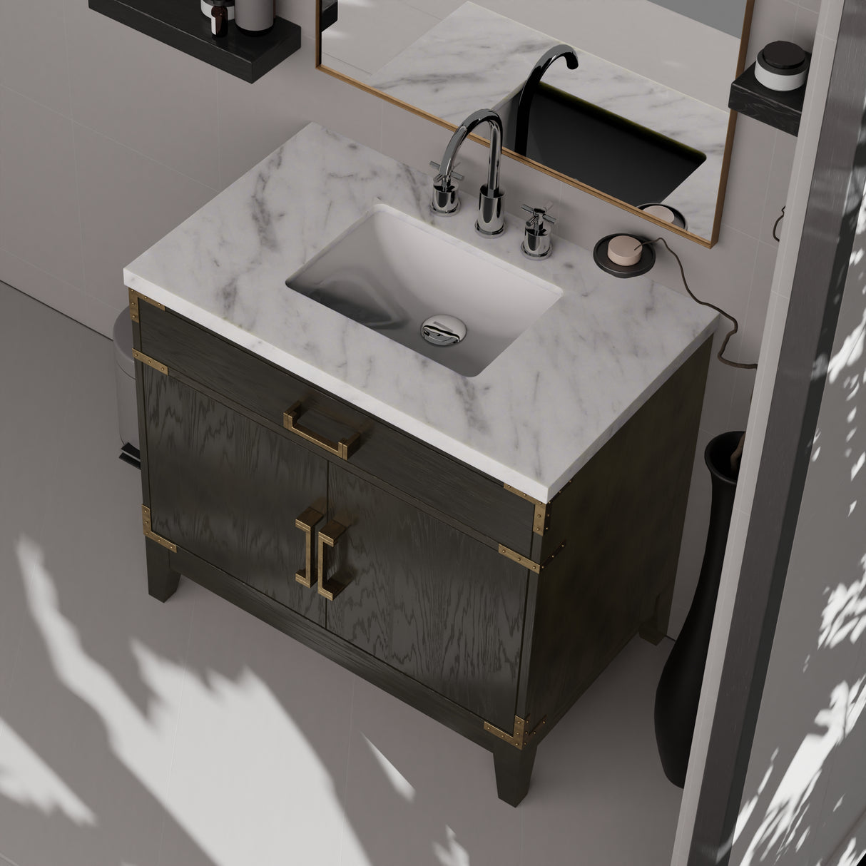 Laurel 36 in W x 22 in D Black Oak Single Bath Vanity