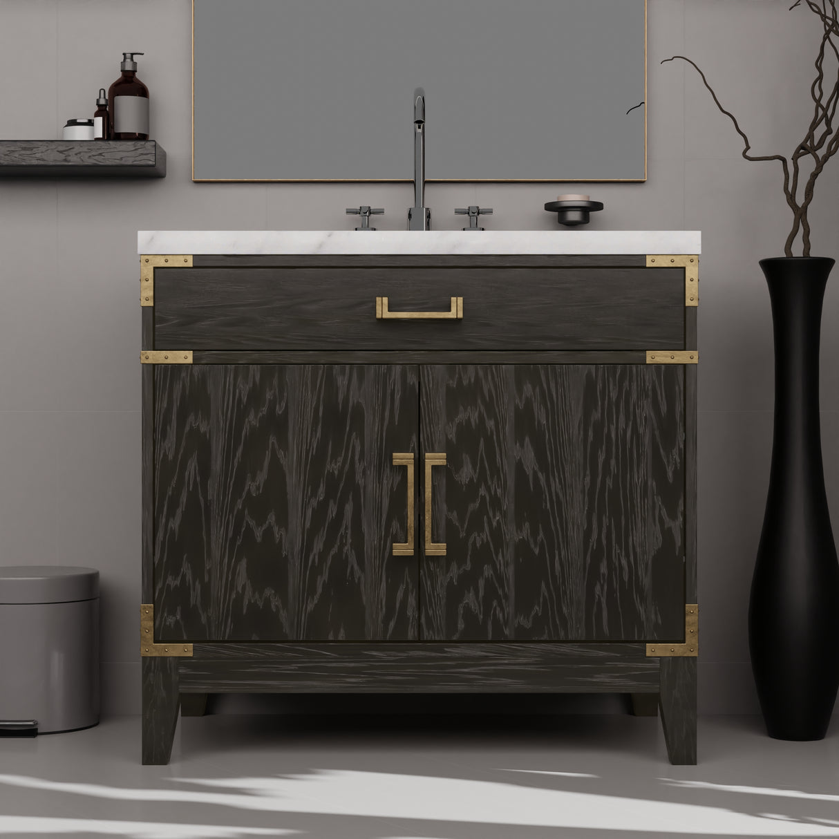 Laurel 36 in W x 22 in D Black Oak Single Bath Vanity