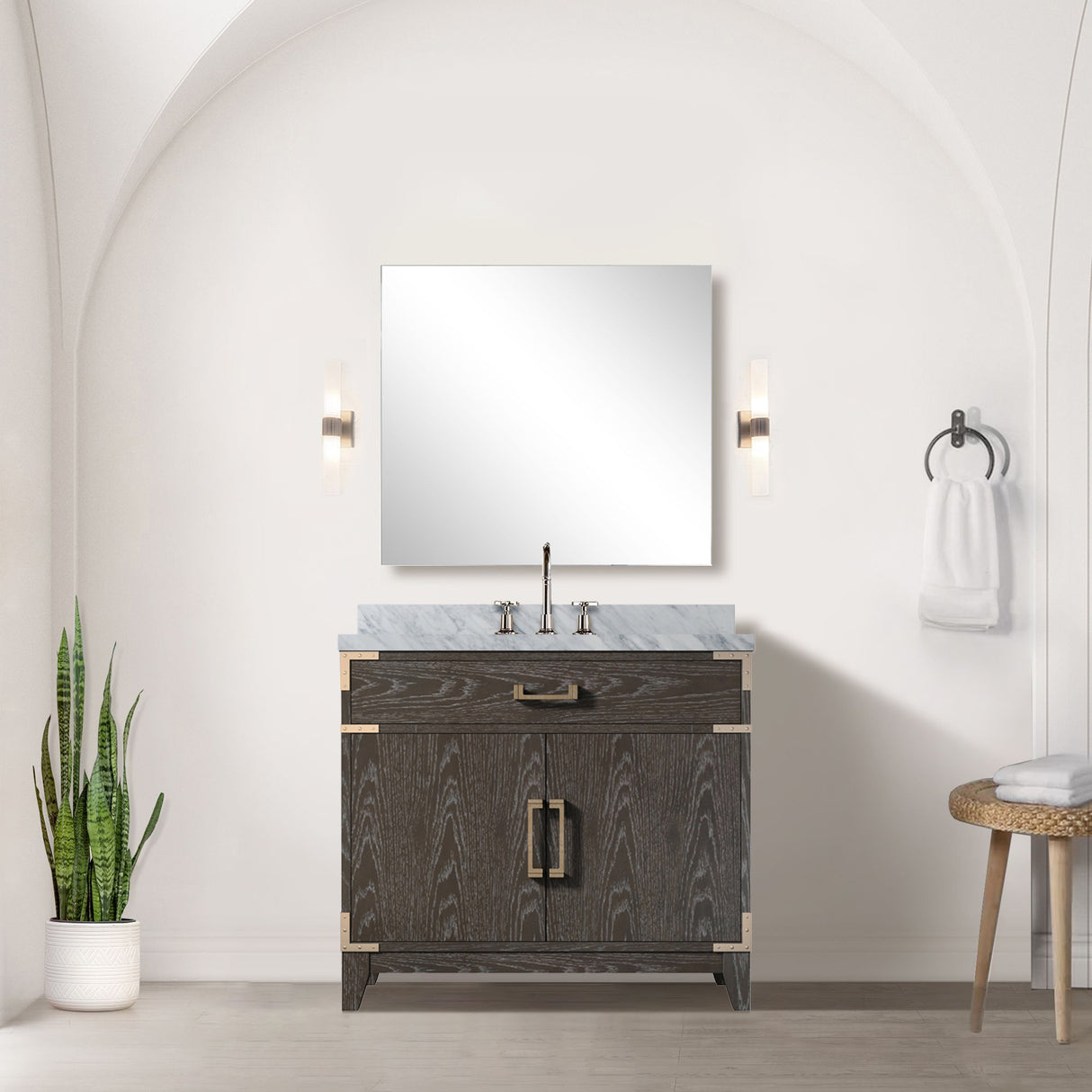 Laurel 36 in W x 22 in D Brown Oak Single Bath Vanity