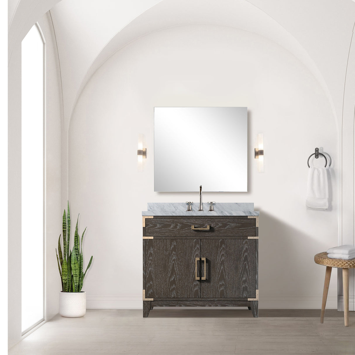 Laurel 36 in W x 22 in D Brown Oak Single Bath Vanity