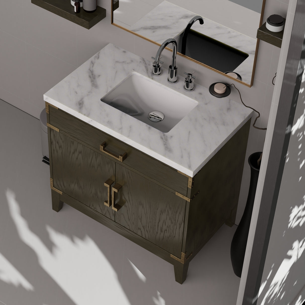 Laurel 36 in W x 22 in D Brown Oak Single Bath Vanity