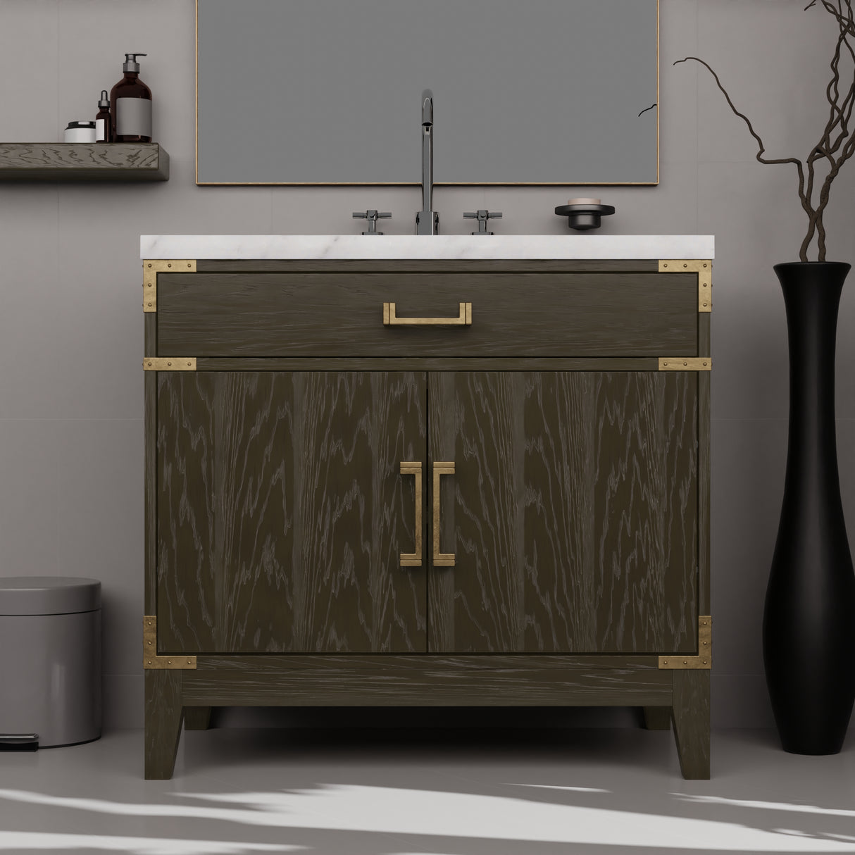 Laurel 36 in W x 22 in D Brown Oak Single Bath Vanity
