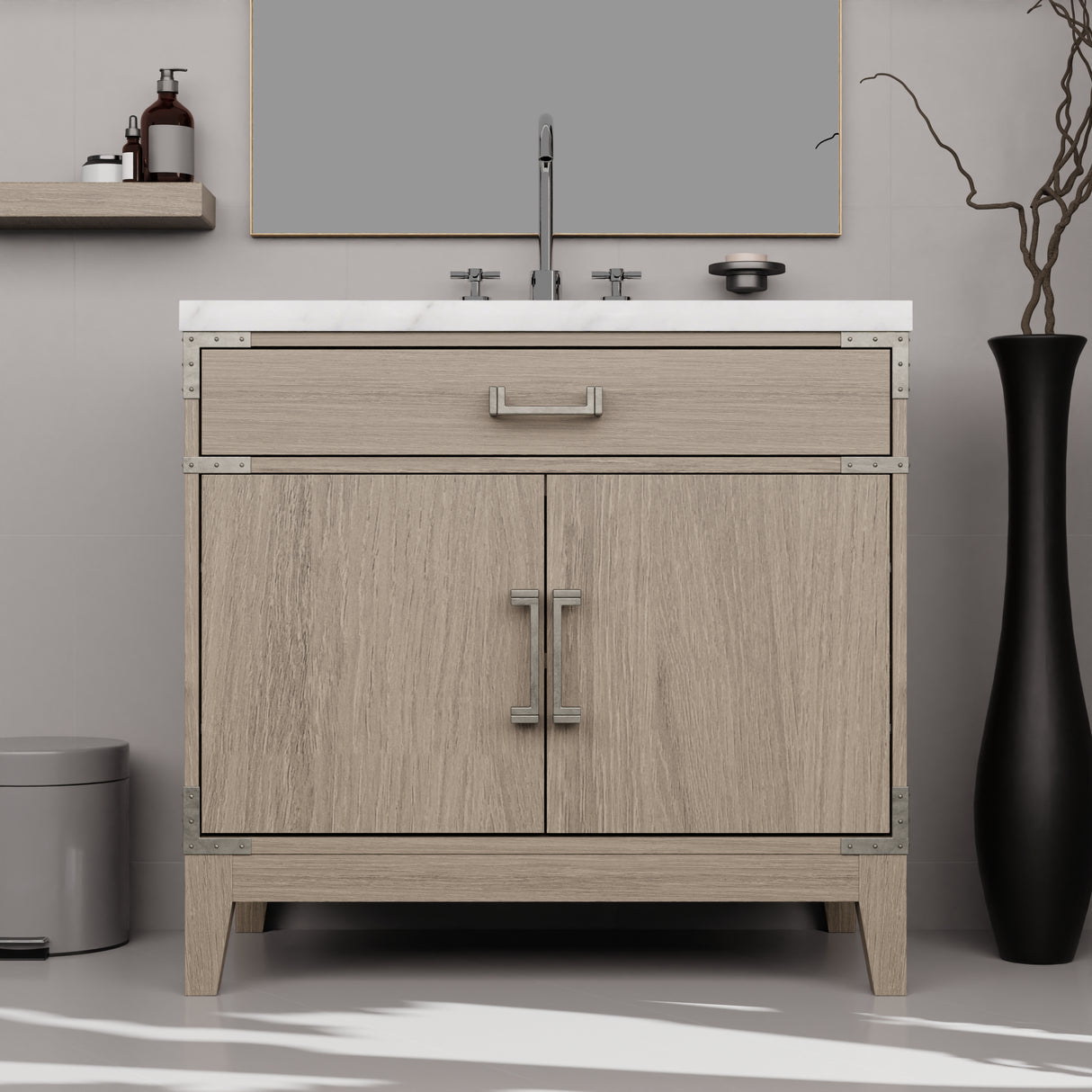 Laurel 36 in W x 22 in D Grey Oak Single Bath Vanity