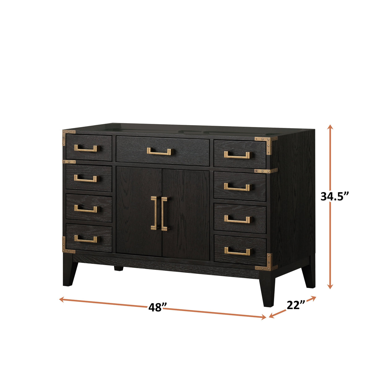 Laurel 48 in W x 22 in D Black Oak Single Bath Vanity