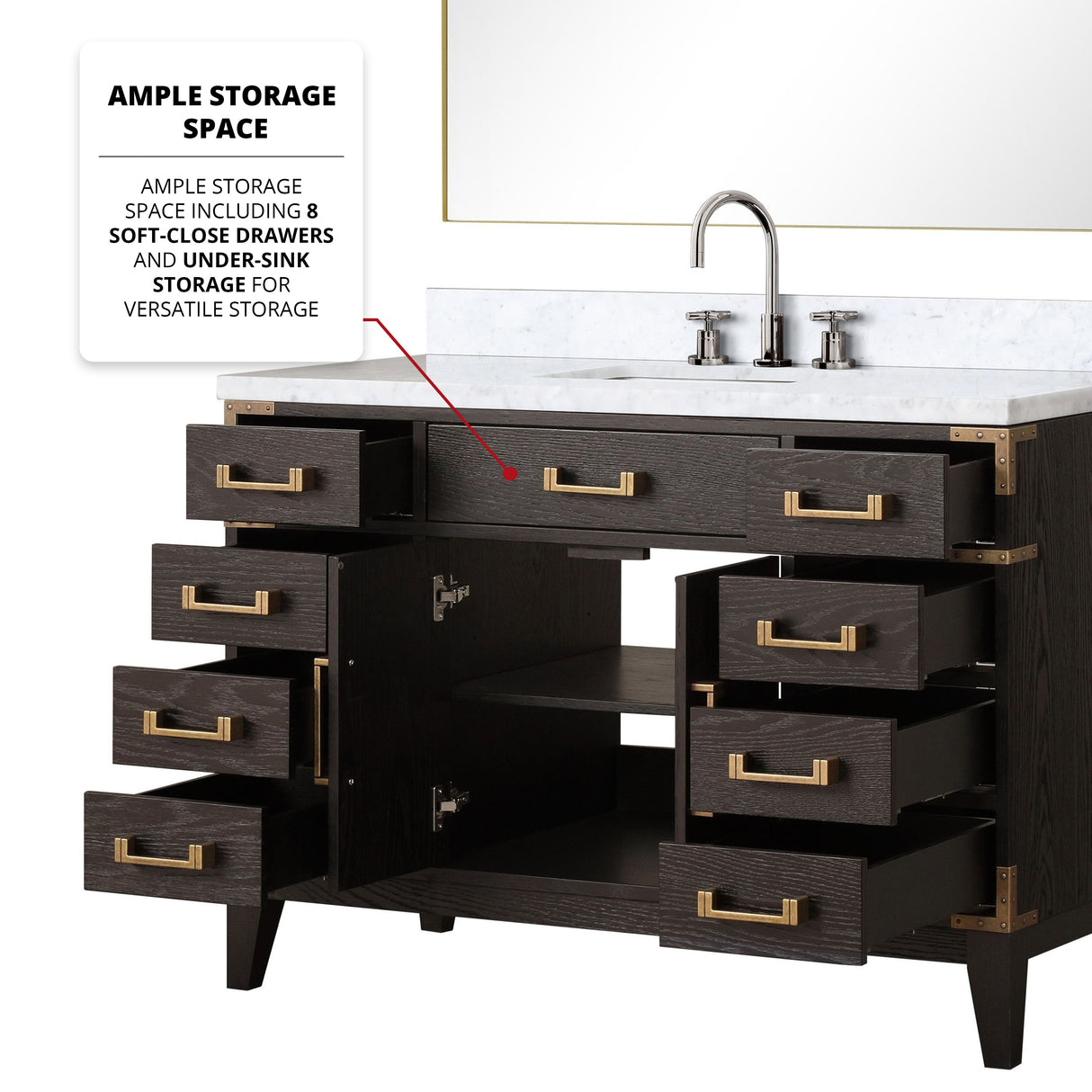 Laurel 48 in. Freestanding Bathroom Vanity with Carrara Marble Sink Top