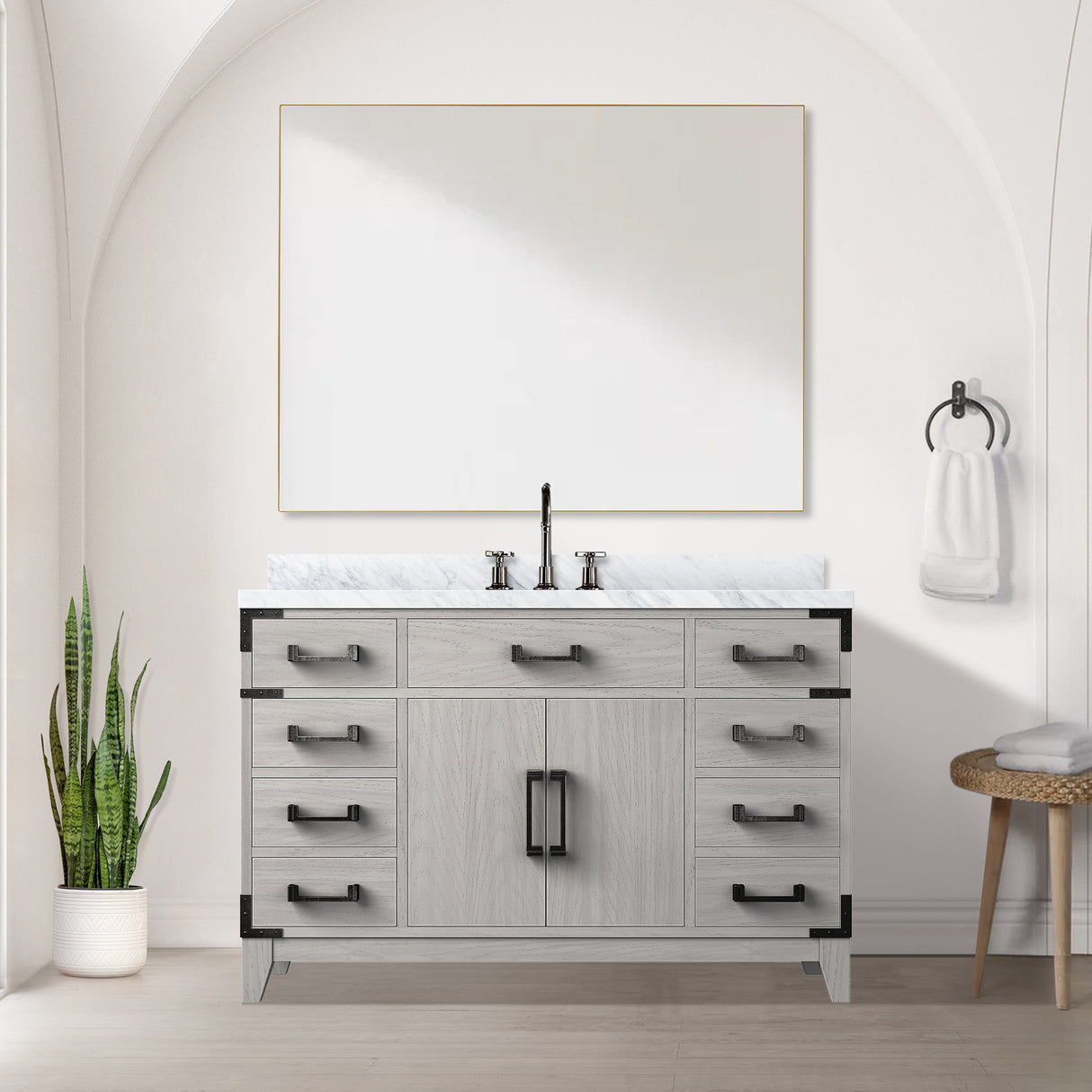 Laurel 48 in W x 22 in D White Oak Single Bath Vanity