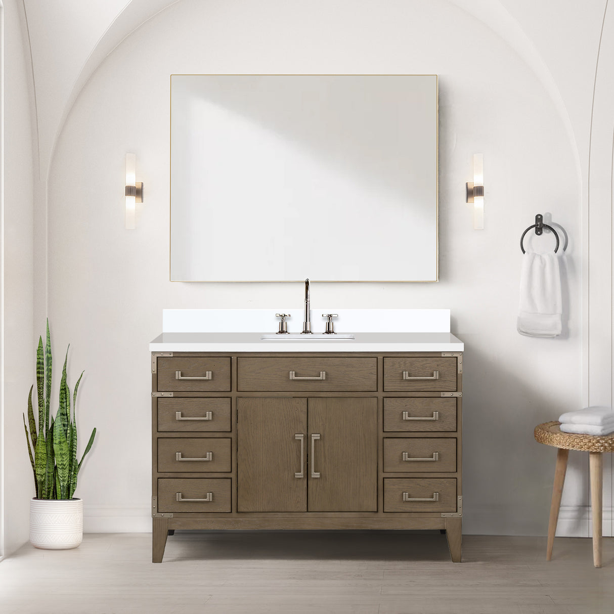 Laurel 48 in W x 22 in D Grey Oak Single Bath Vanity