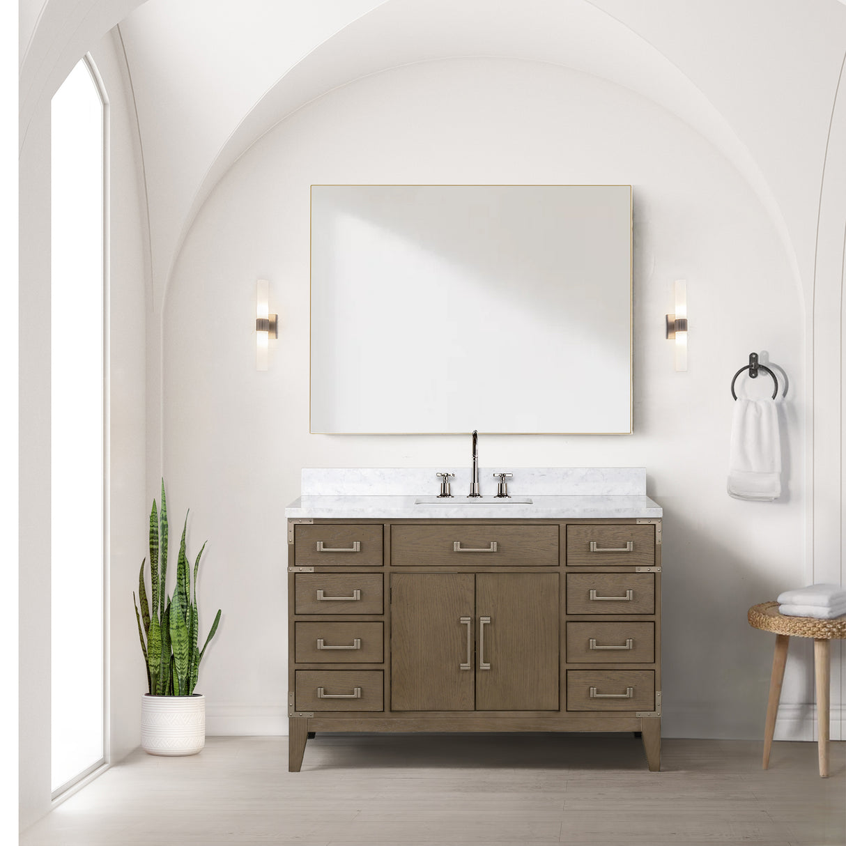 Laurel 48 in. Freestanding Bathroom Vanity with Carrara Marble Sink Top
