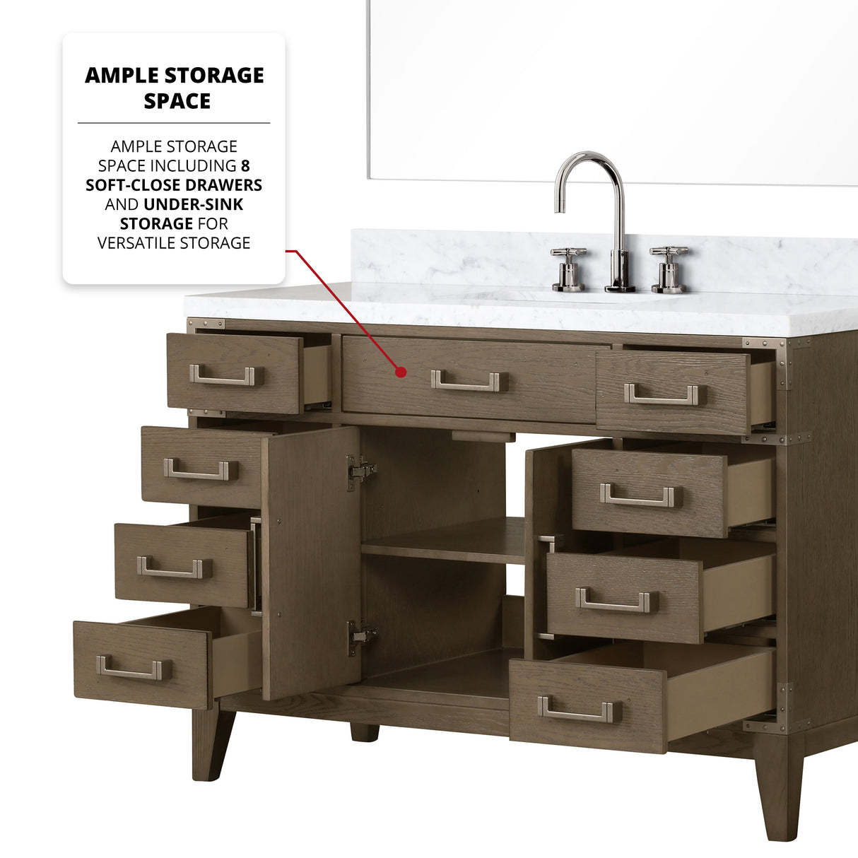 Laurel 48 in. Freestanding Bathroom Vanity with Carrara Marble Sink Top