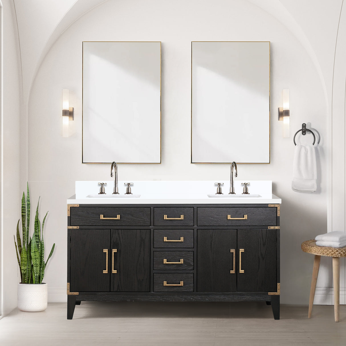 Laurel 60 in W x 22 in D Black Oak Double Bath Vanity