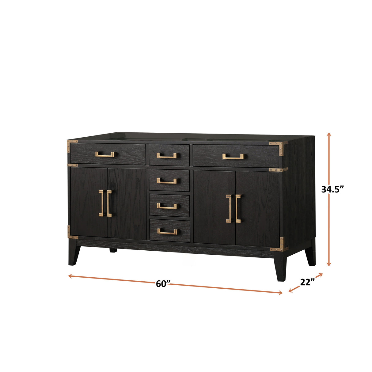 Laurel 60 in W x 22 in D Black Oak Double Bath Vanity