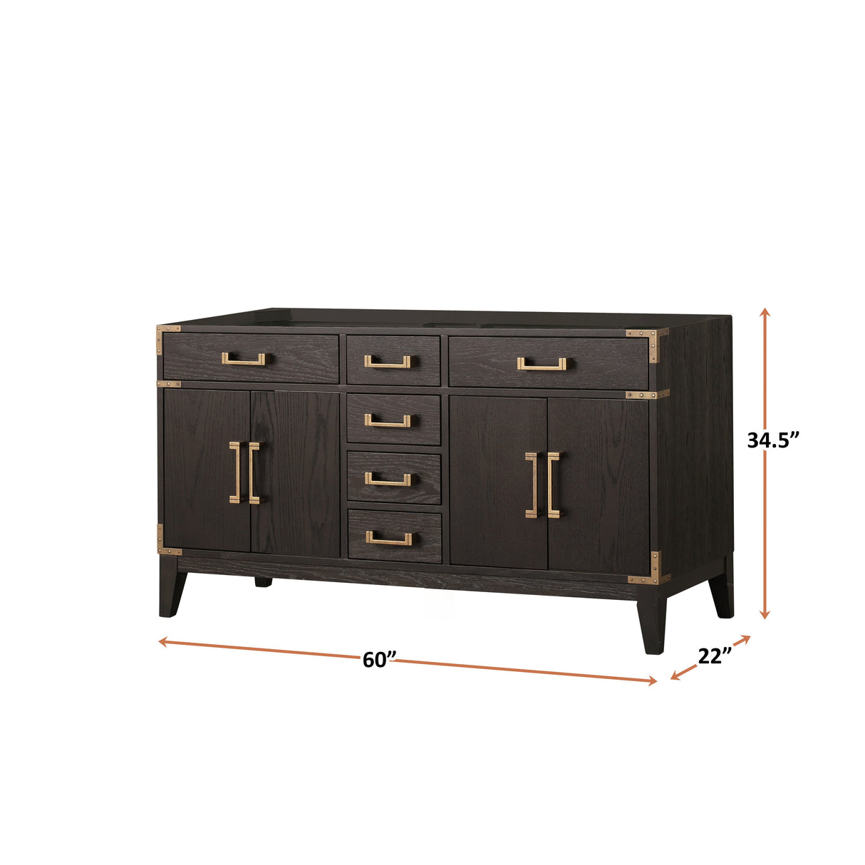 Laurel 60 in W x 22 in D Brown Oak Double Bath Vanity