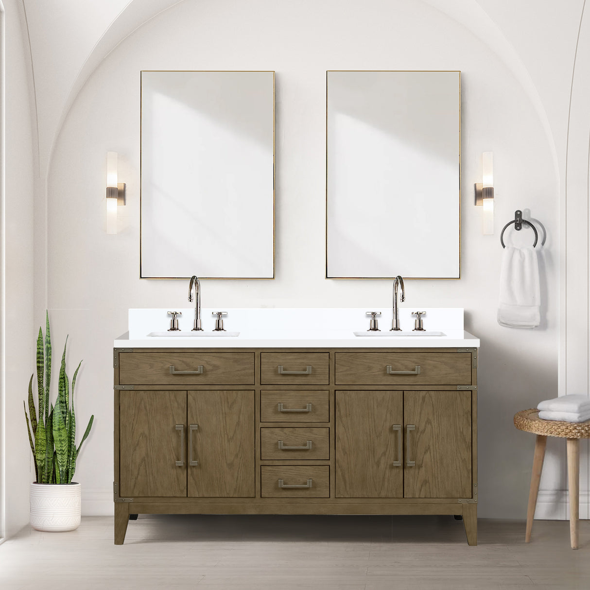 Laurel 60 in W x 22 in D Grey Oak Double Bath Vanity
