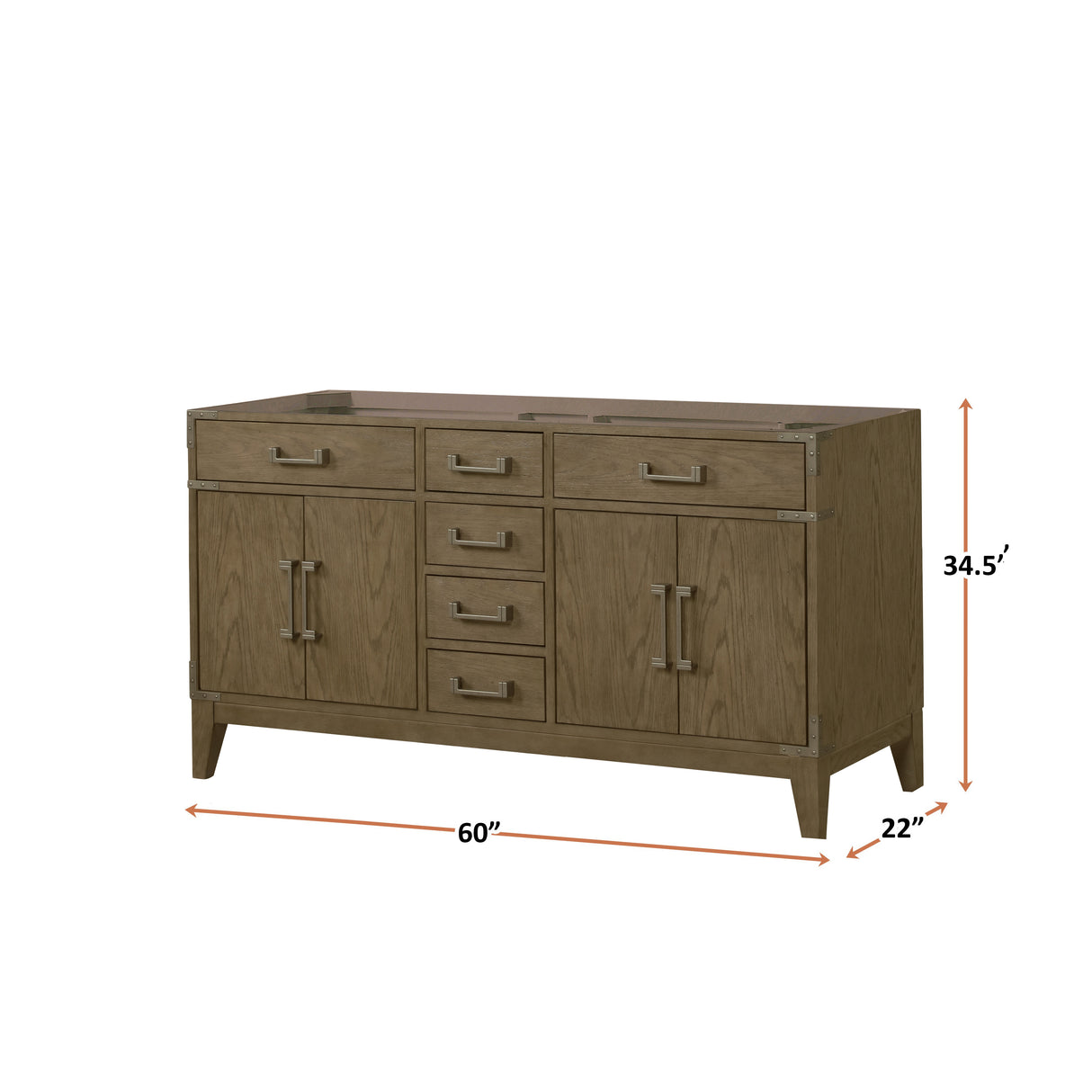 Laurel 60 in W x 22 in D Grey Oak Double Bath Vanity