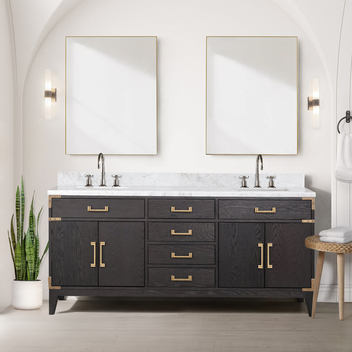 Laurel 72 in W x 22 in D Black Oak Double Bath Vanity