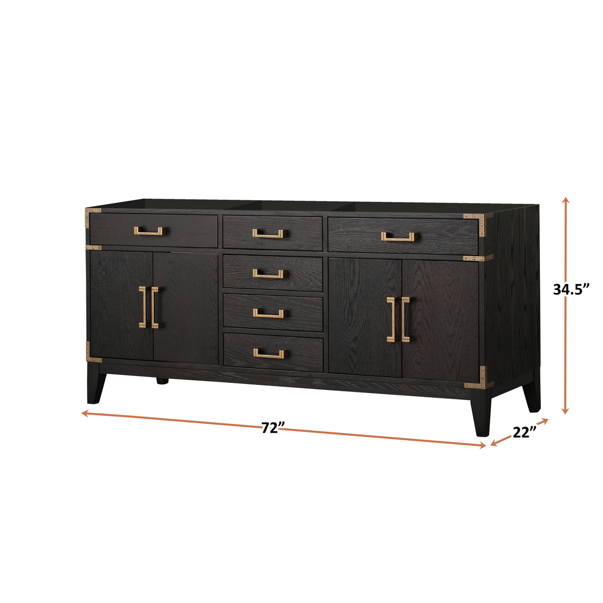 Laurel 72 in W x 22 in D Black Oak Double Bath Vanity