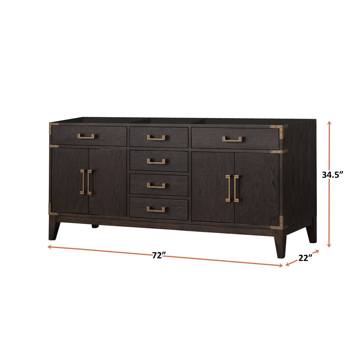 Laurel 72 in W x 22 in D Brown Oak Double Bath Vanity