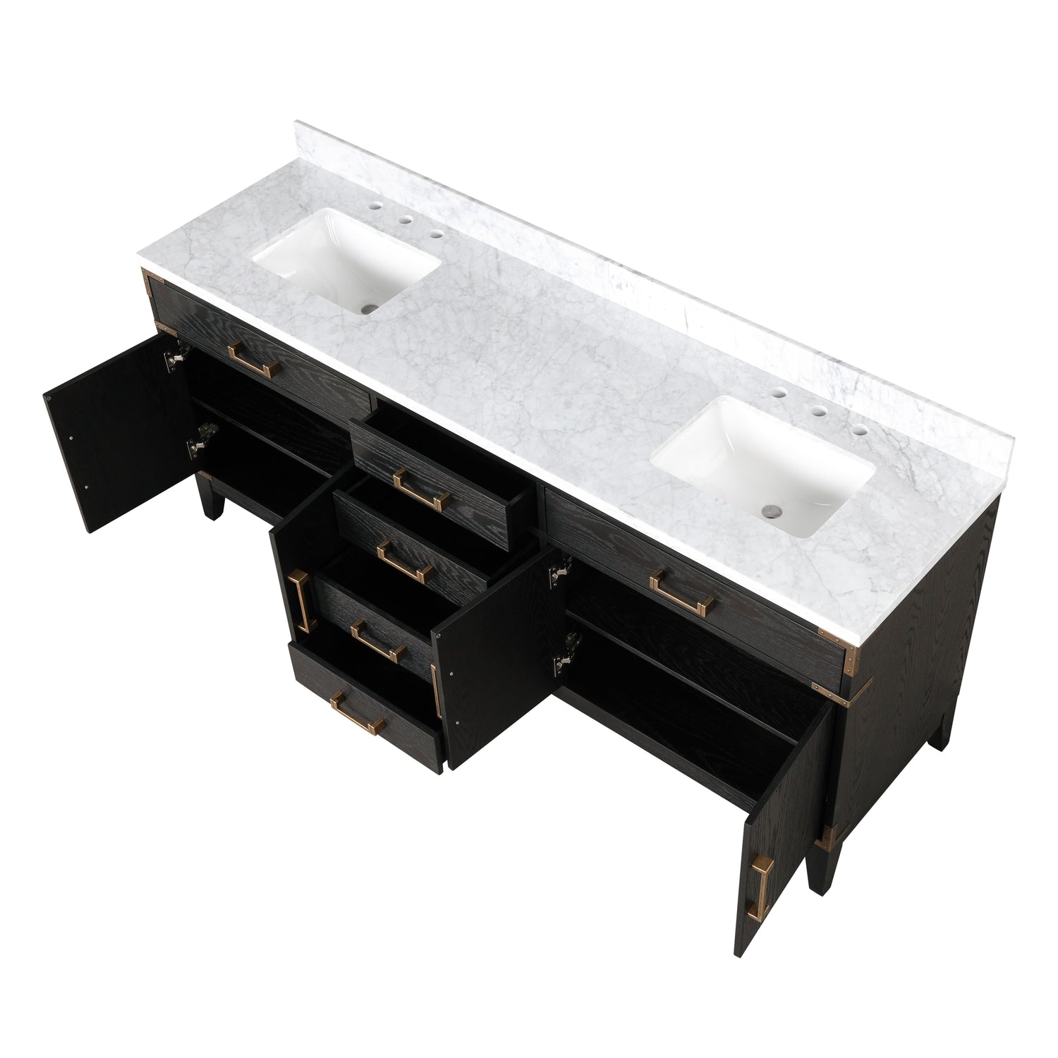 Laurel 80 in. Freestanding Bathroom Vanity with Carrara Marble Sink Top