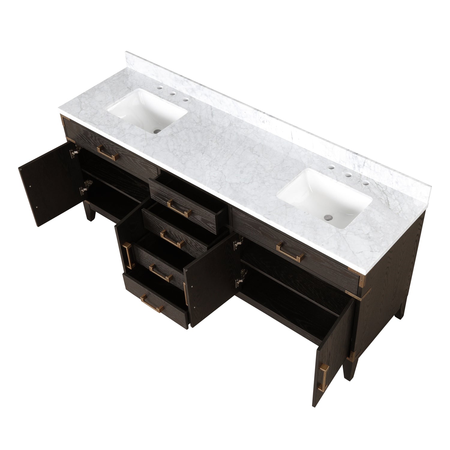 Laurel 80 in. Freestanding Bathroom Vanity with Carrara Marble Sink Top