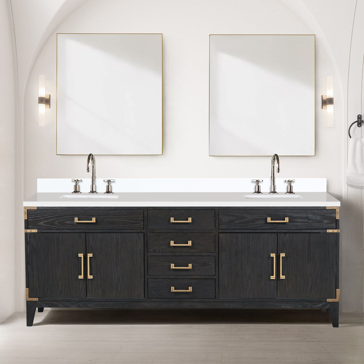 Laurel 84 in W x 22 in D Black Oak Double Bath Vanity