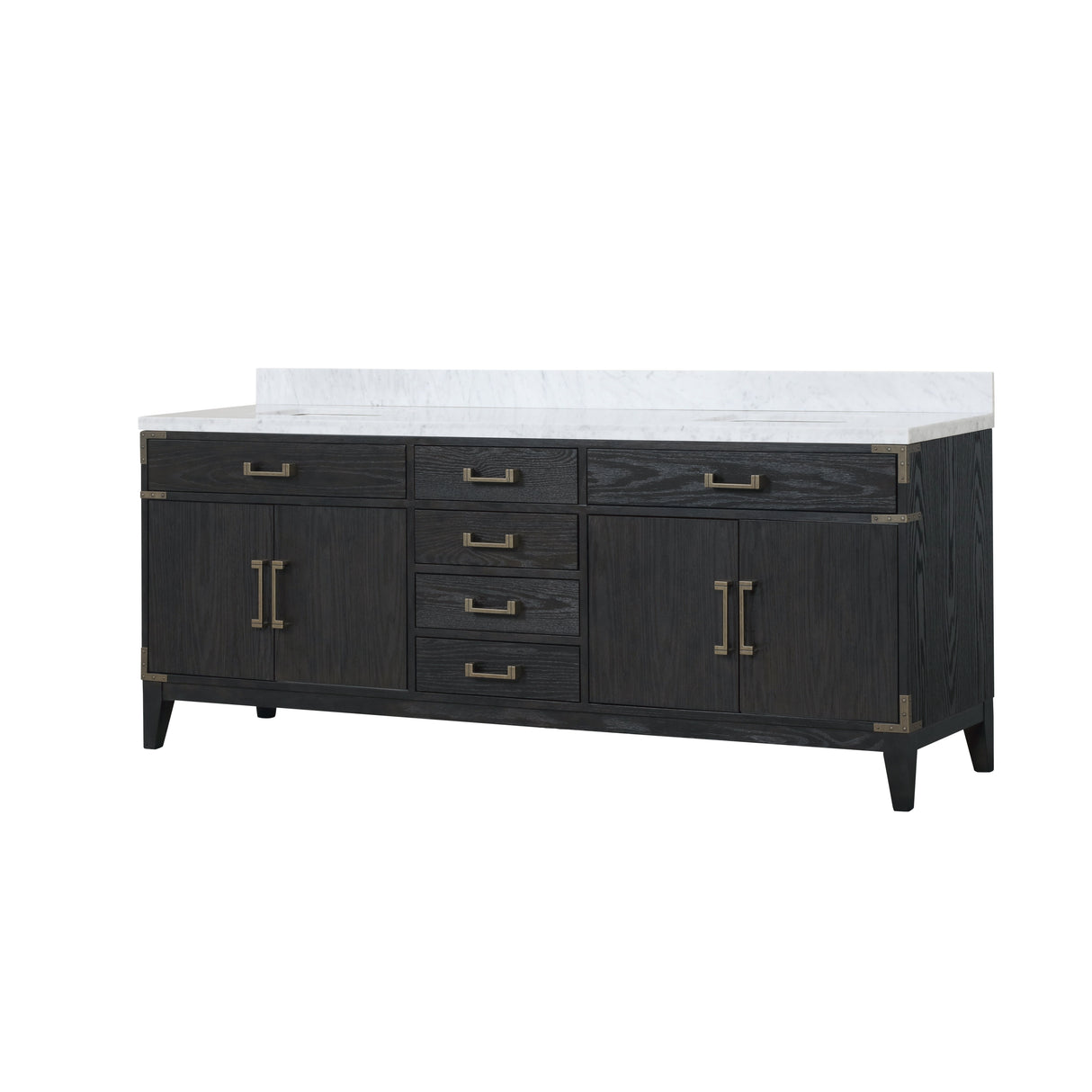 Laurel 84 in. Freestanding Bathroom Vanity with Carrara Marble Sink Top