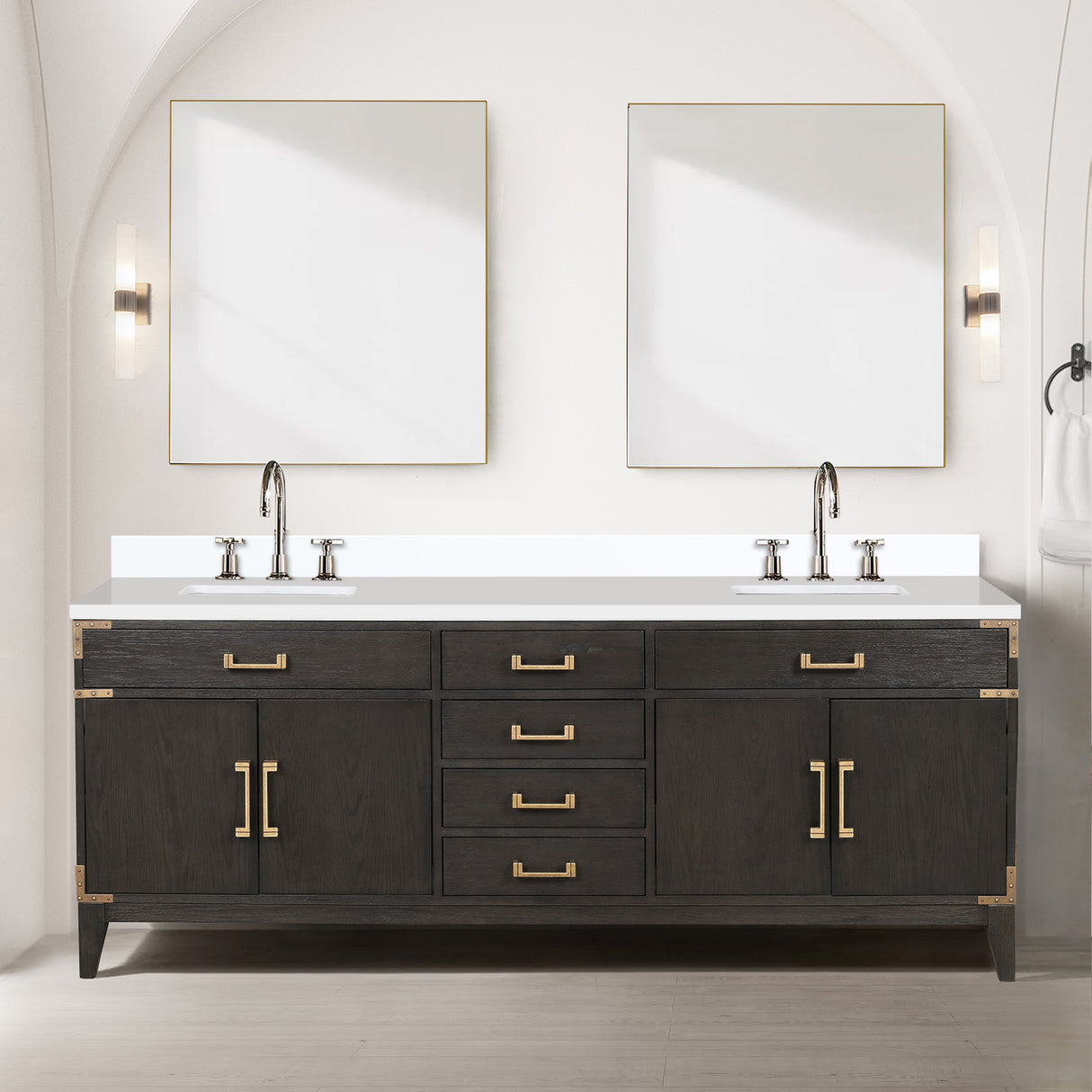 Laurel 84 in W x 22 in D Brown Oak Double Bath Vanity