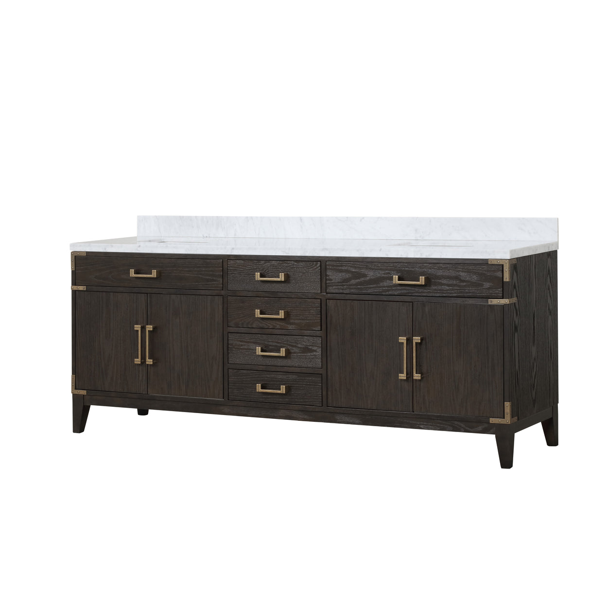 Laurel 84 in. Freestanding Bathroom Vanity with Carrara Marble Sink Top
