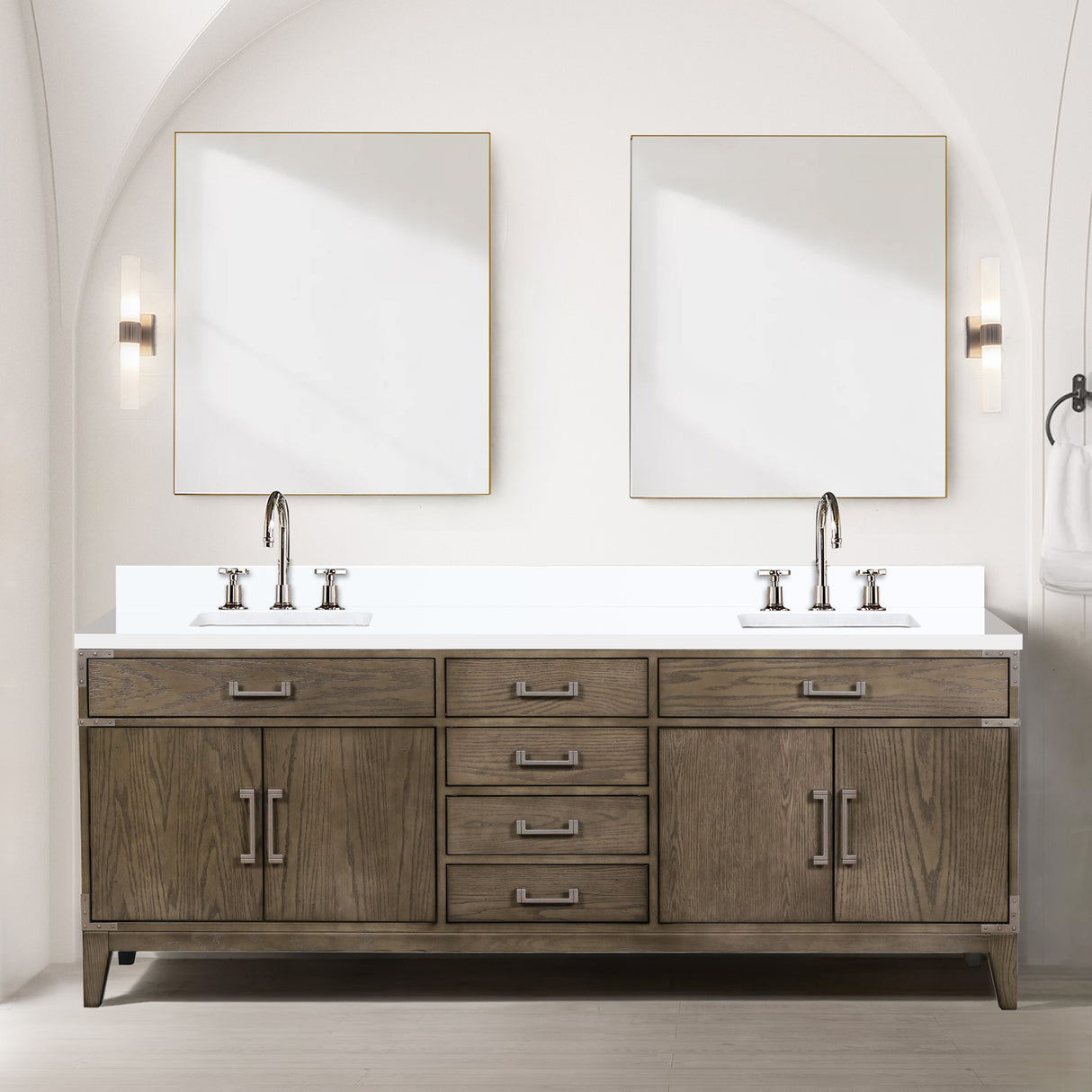 Laurel 84 in W x 22 in D Grey Oak Double Bath Vanity
