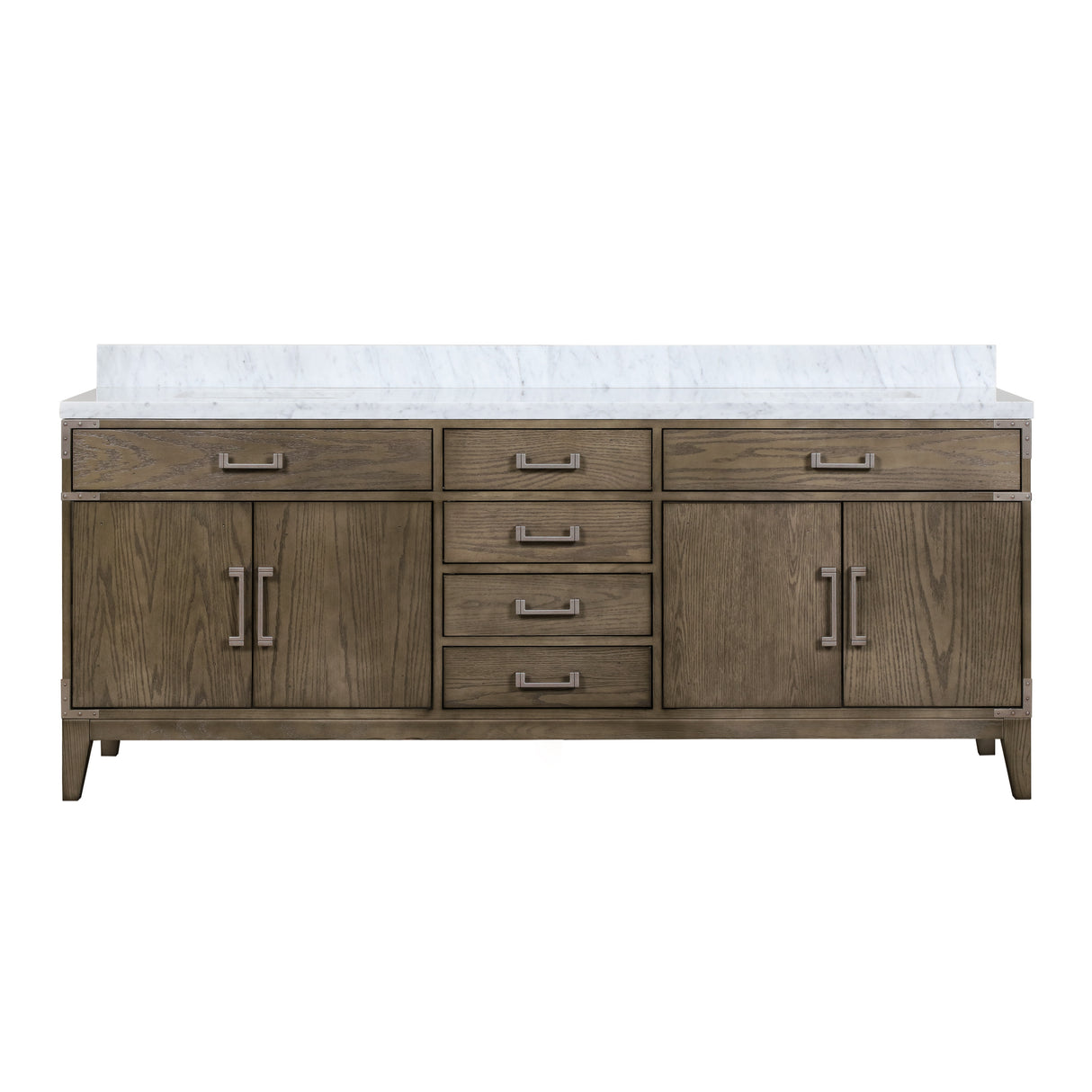 Laurel 84 in. Freestanding Bathroom Vanity with Carrara Marble Sink Top