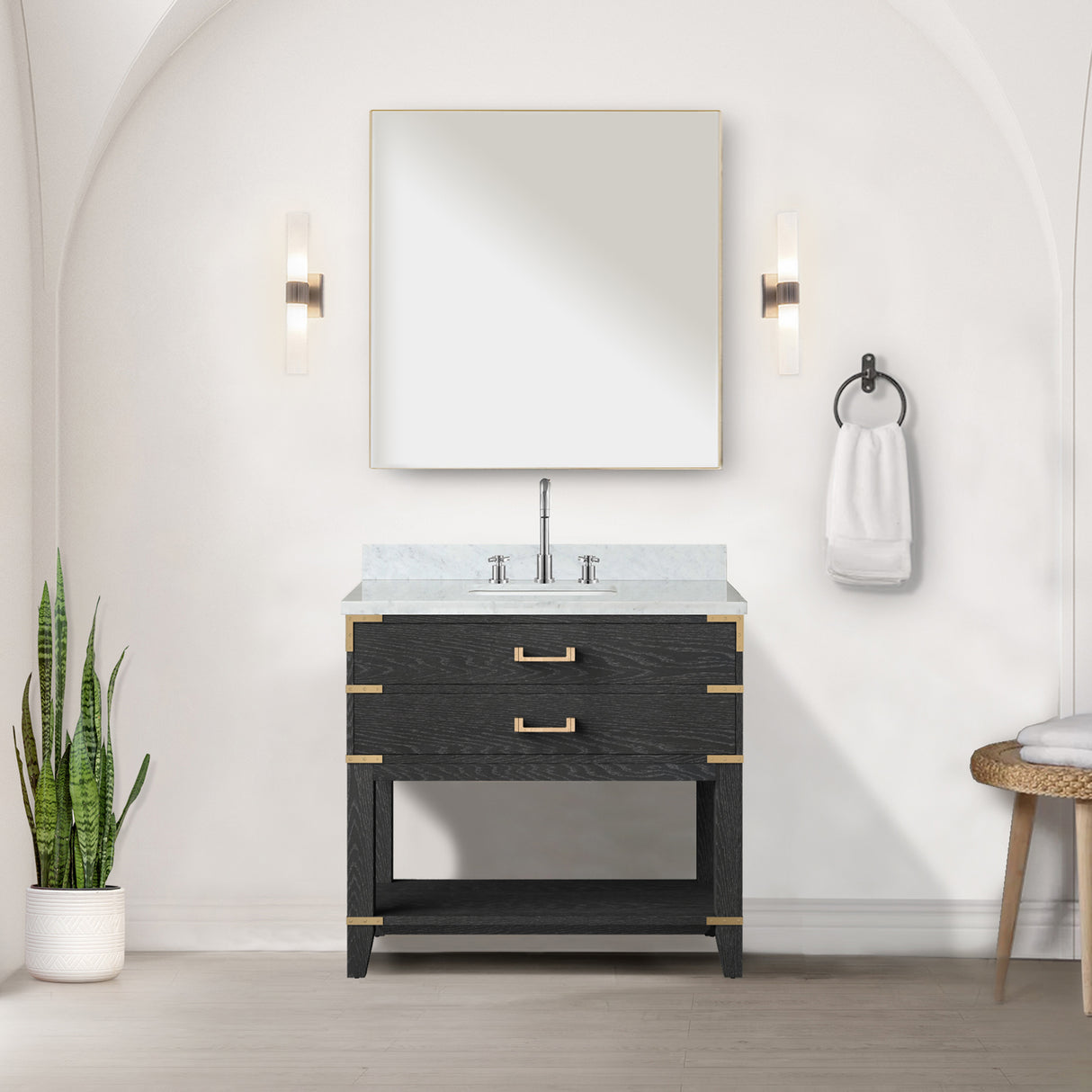 Norwalk 36 in W x 22 in D Black Oak Single Bath Vanity