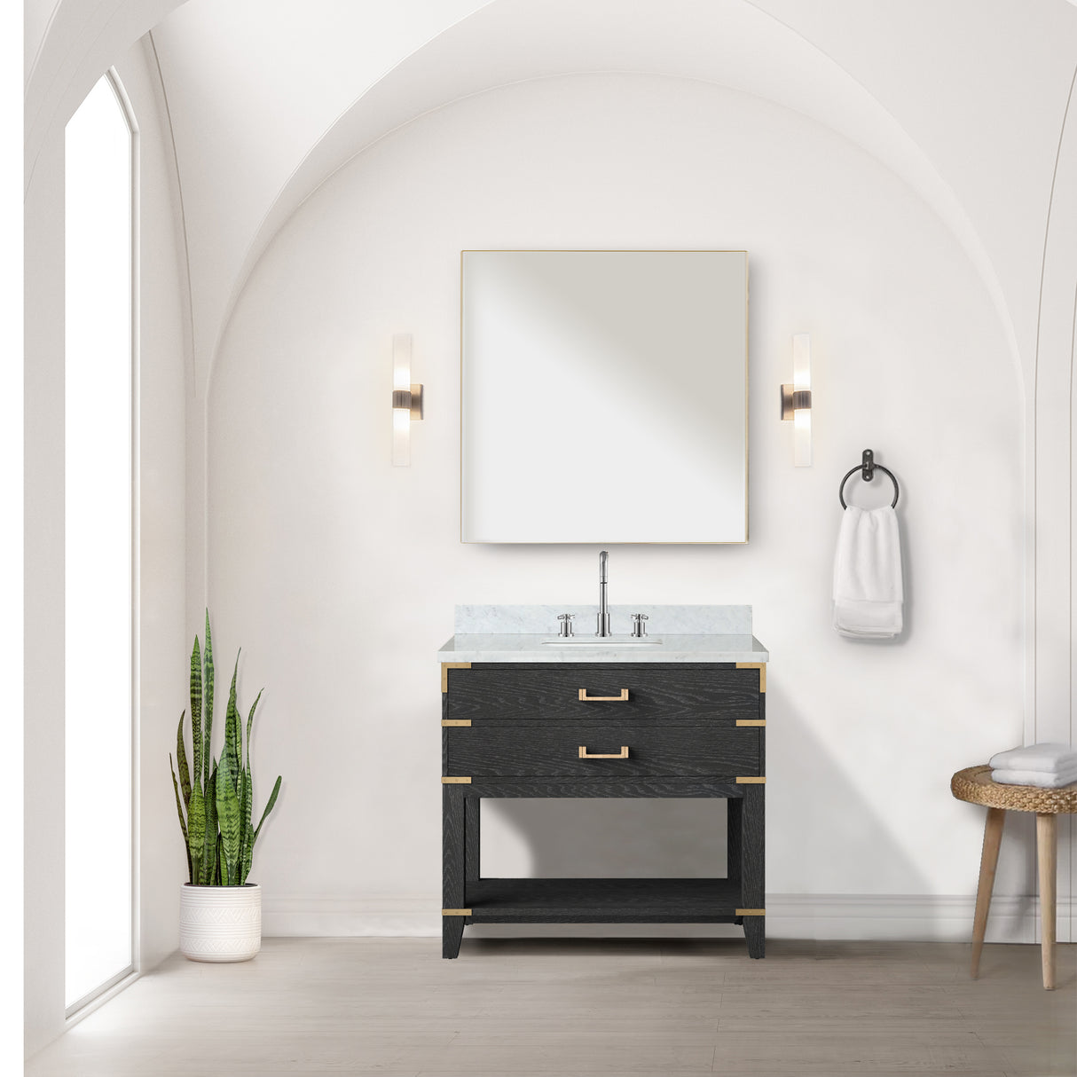 Norwalk 36 in W x 22 in D Black Oak Single Bath Vanity
