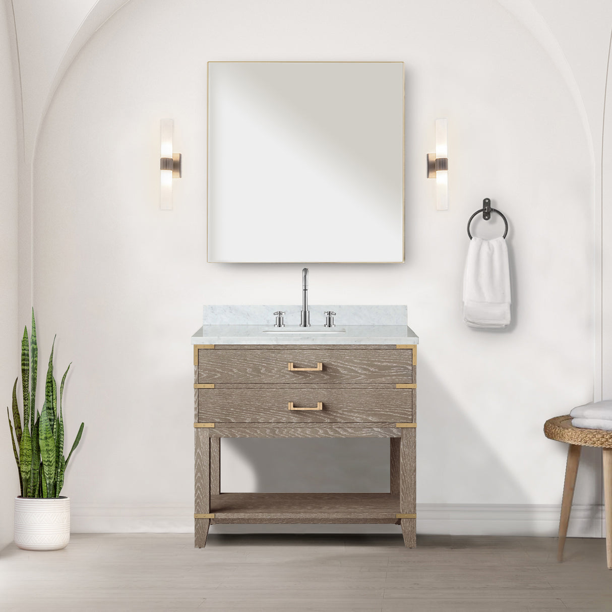 Norwalk 36 in W x 22 in D Grey Oak Single Bath Vanity