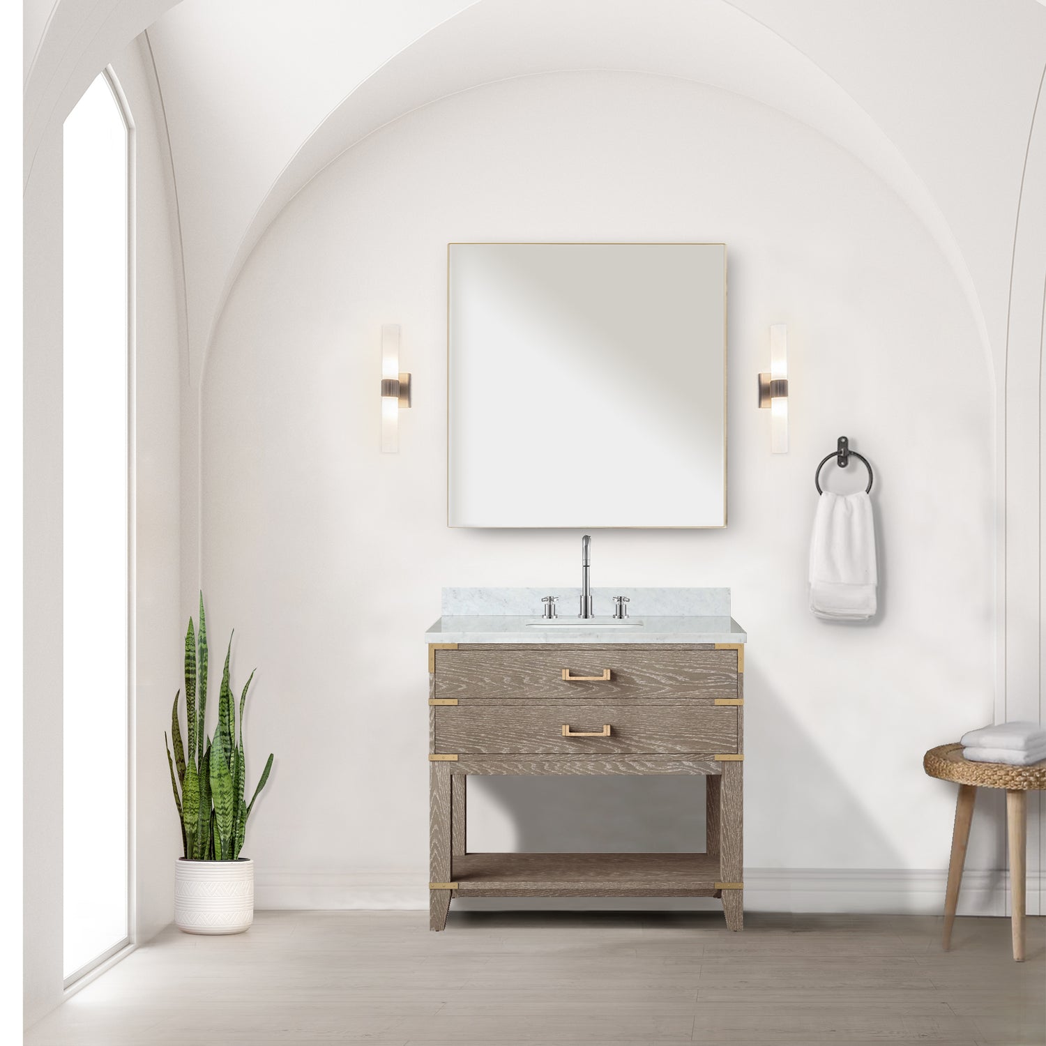 Norwalk 36 in W x 22 in D Grey Oak Single Bath Vanity