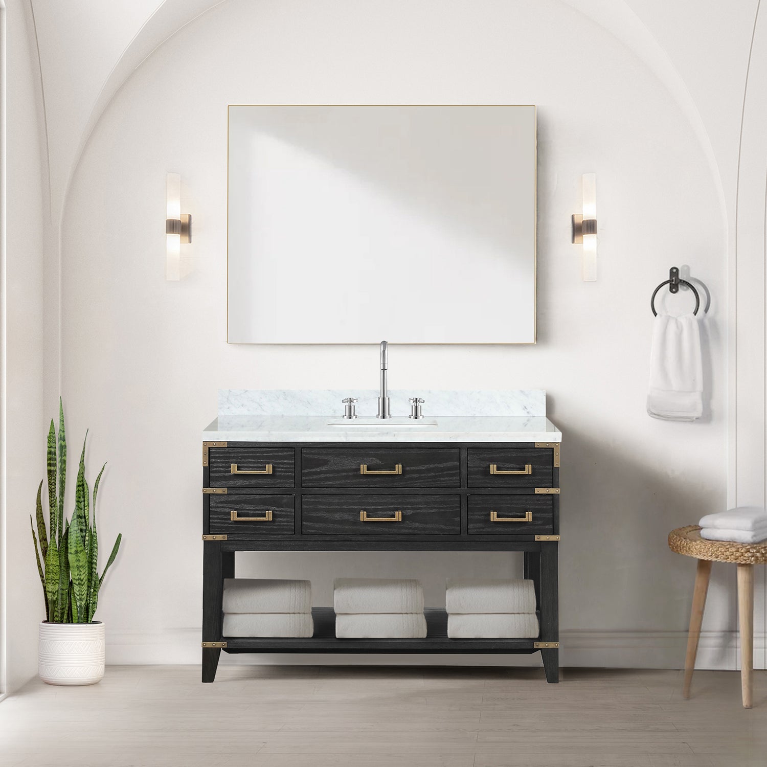Norwalk 48 in W x 22 in D Black Oak Single Bath Vanity