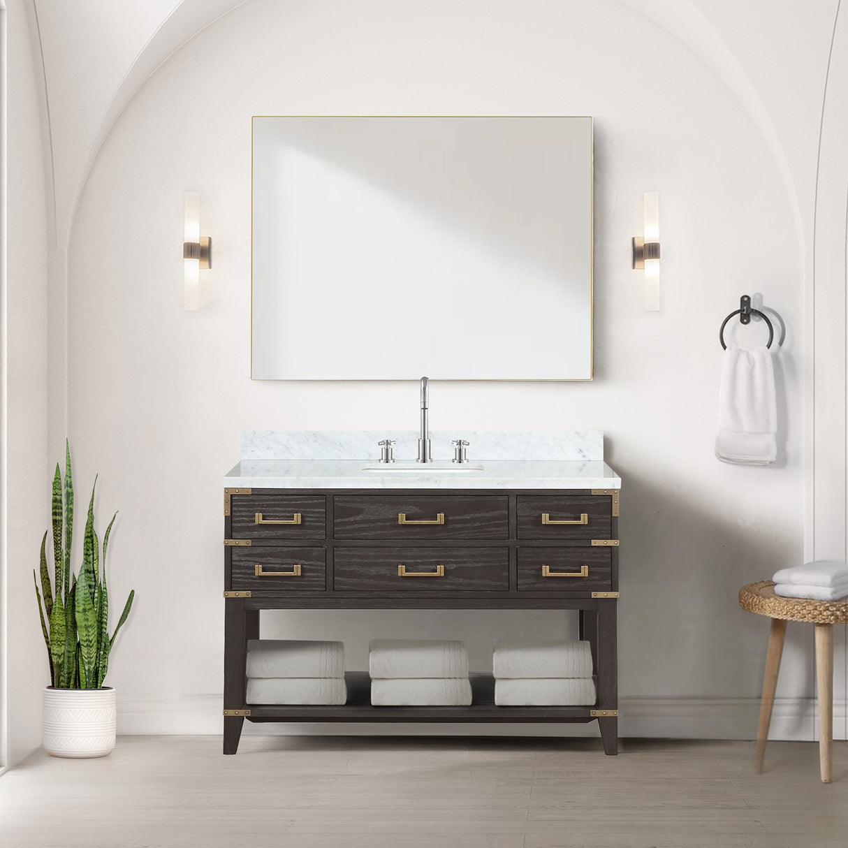 Norwalk 48 in W x 22 in D Brown Oak Single Bath Vanity