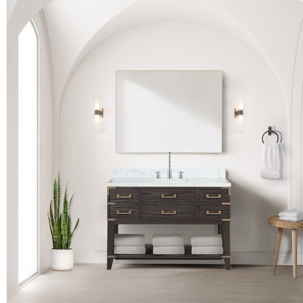 Norwalk 48 in W x 22 in D Brown Oak Single Bath Vanity